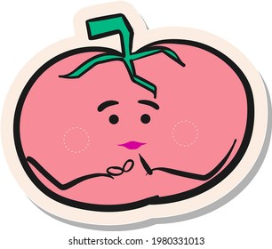 Caracteres de tomate dibujados a mano en ilustración vectorial de estilo de pegatina