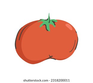 Tomate dibujado a mano aislado en un fondo blanco. Ilustración vectorial. Colorido y minimalista. Para pegatinas y diseño.