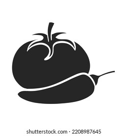 Hand drawn Tomato and pepper vector illustration