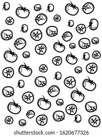 hand drawn Tomato seamless pattern simple outline