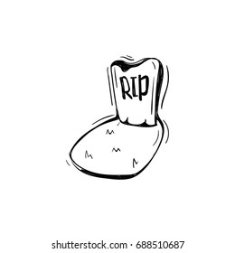 Hand Drawn tombstone . Helloween Concept