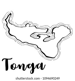 Hand drawn Tonga  map sketch,vector illustration