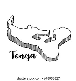 Hand drawn of Tonga map, vector illustration
