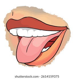 Hand drawn tongue cartoon illustration