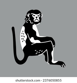 Hand drawn tonkin rhinoceros monkey color concept. Children's character. Abstract art animal. Contemporary trendy vector illustration.