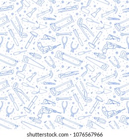Hand drawn tools seamless pattern