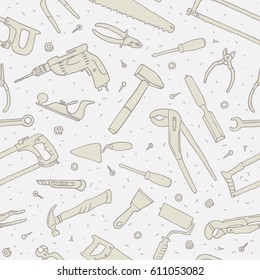 Hand drawn tools seamless vector pattern