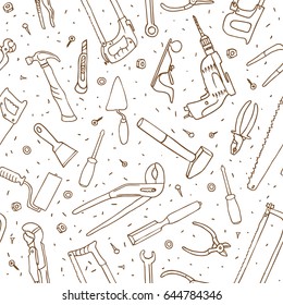 Hand drawn tools seamless vector pattern