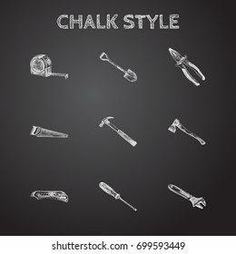 Hand Drawn Tools Sketches Set. Collection Of Utility, Hatchet, Nippers And Other Sketch Elements.
