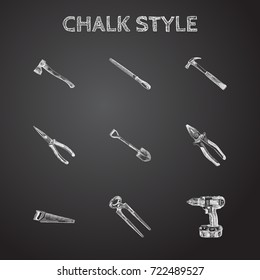 Hand Drawn Tools Sketches Set. Collection Of Chisel, Blade, Nippers And Other Sketch Elements.