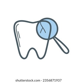 Hand drawn tooth with caries isolated vector illustration