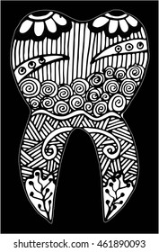 Hand drawn, tooth doodle style illustration