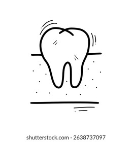 Hand Drawn Tooth with Gum Illustration. Doodle Vector. Isolated on White Background - EPS 10 Vector