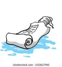 hand drawn toothpaste doodle isolated with white background  