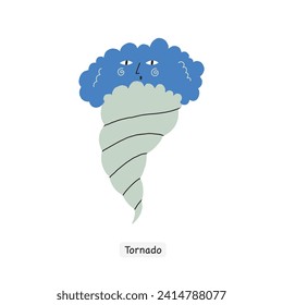 Hand Drawn Tornado Weather Forecast Cute Face