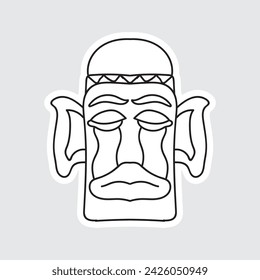 Hand Drawn Totem Line Art Style Design Isolated 
