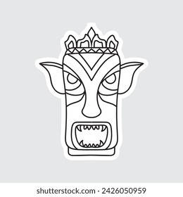 Hand Drawn Totem Line Art Style Design Isolated 