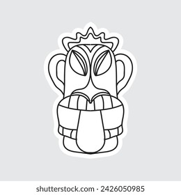 Hand Drawn Totem Line Art Style Design Isolated 