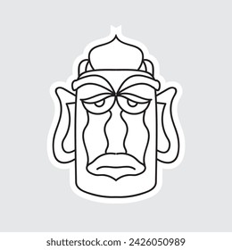 Hand Drawn Totem Line Art Style Design Isolated 