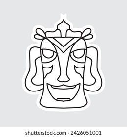 Hand Drawn Totem Line Art Style Design Isolated 