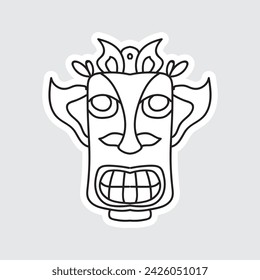 Hand Drawn Totem Line Art Style Design Isolated 