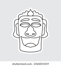 Hand Drawn Totem Line Art Style Design Isolated 