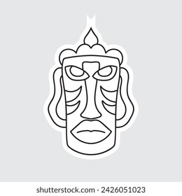Hand Drawn Totem Line Art Style Design Isolated 