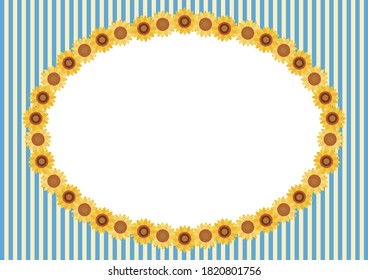 Hand drawn touch sunflower background illustration, frame, background of summer image