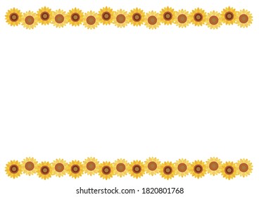 Hand drawn touch sunflower background illustration, frame, background of summer image