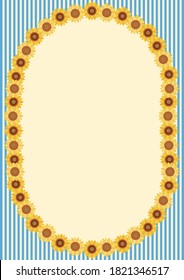 Hand drawn touch sunflower background illustration, frame, background of summer image