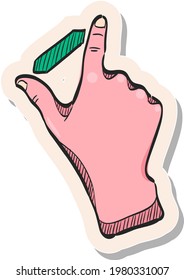 Hand drawn touchpad finger gesture icon in sticker style vector illustration