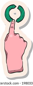 Icono de gesto del dedo del touchpad dibujado a mano en ilustración vectorial de estilo sticker