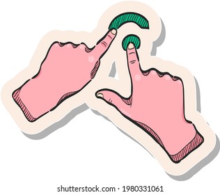 Hand drawn touchpad finger gesture icon in sticker style vector illustration