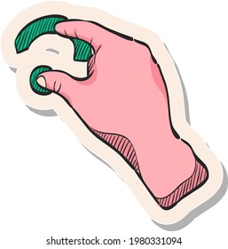 Hand drawn touchpad finger gesture icon in sticker style vector illustration