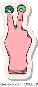 Hand drawn touchpad finger gesture icon in sticker style vector illustration