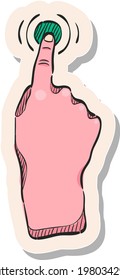 Hand drawn touchpad finger gesture icon in sticker style vector illustration