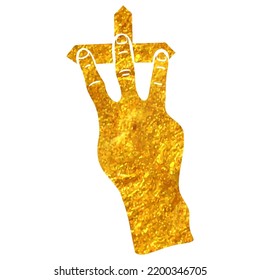 Icono de gesto del dedo del touchpad dibujado a mano en ilustración del vector de textura de lámina de oro