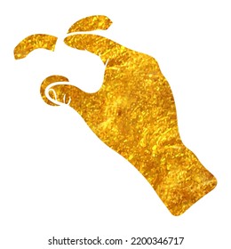 Hand drawn touchpad finger gesture icon in gold foil texture vector illustration