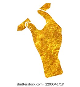 Icono de gesto del dedo del touchpad dibujado a mano en ilustración del vector de textura de lámina de oro
