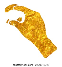 Hand drawn touchpad finger gesture icon in gold foil texture vector illustration