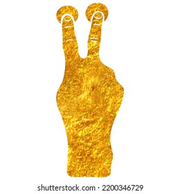 Hand drawn touchpad finger gesture icon in gold foil texture vector illustration
