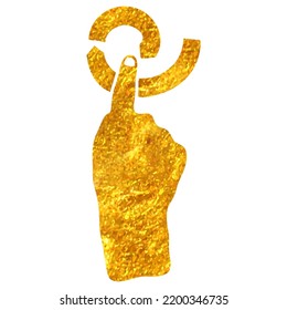 Hand drawn touchpad finger gesture icon in gold foil texture vector illustration