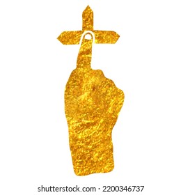 Handgezeichnete Touchpad-Fingergestalt-Symbol in goldener Folienstruktur Vektorgrafik