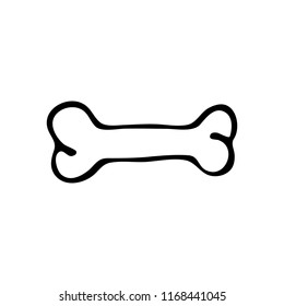 Hand Drawn Toy Artificial Chewing Bone for Dog doodle. Sketch pets icon. Decoration element. Isolated on white background. Vector illustration.