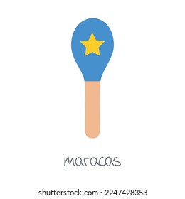 Hand drawn toy musical instruments for kids. Flat vector maracas illustration. Clipart isolated on white background