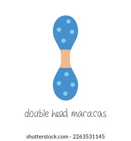 Hand drawn toy musical instruments for kids. Flat vector maracas illustration. Clipart isolated on white background