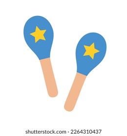 Hand drawn toy musical instruments for kids. Flat vector star maracas illustration. Clipart isolated on white background