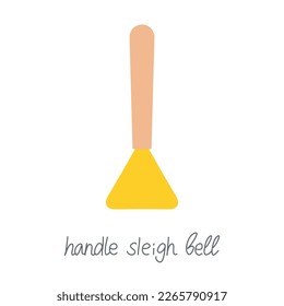 Hand dibujó instrumentos musicales de juguete para los niños. Ilustración del timbre del mango de vector plano. Clipart aislada en fondo blanco