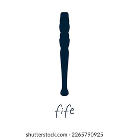 Hand drawn toy musical instruments for kids. Flat vector fife silhouette illustration. Clipart isolated on white background