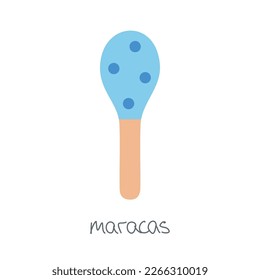 Hand drawn toy musical instruments for kids. Flat vector maracas illustration. Clipart isolated on white background